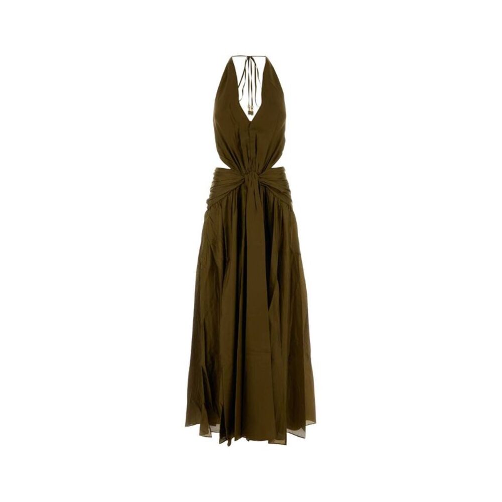 Zimmermann Women Army Green Silk Indra Long Dress